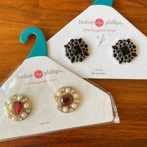 Two pair of brand-new Lindsay Phillips snaps for shoes